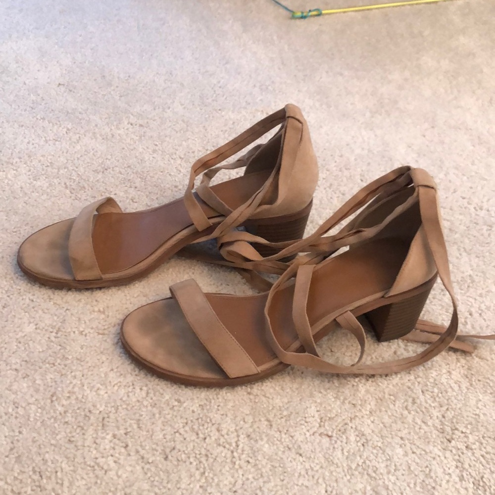 Nude wrap up heel sandals